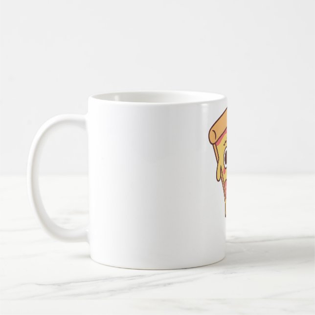 Caneca De Café Pizza Engraçada Com Sorriso (Esquerda)