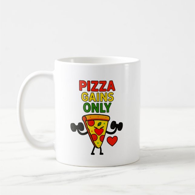 Caneca De Café Pizza ganha apenas - Humoricamente engraçado (Esquerda)