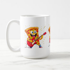 Caneca De Café **Pizza Rock ’n’ Roll – Fatia Engraçada Tocando Gu