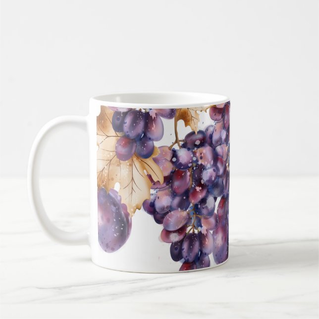 Caneca De Café Placa de aquarela de Uvas (Esquerda)