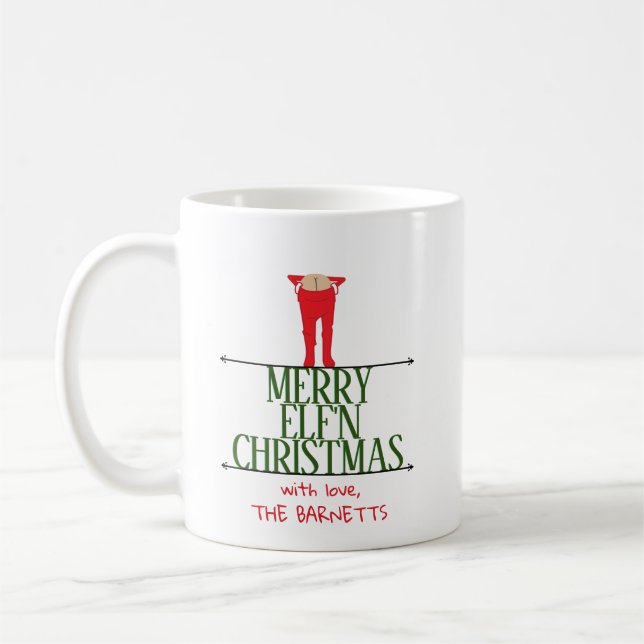 Caneca De Café Placa de Boas Festas Travessuras de Elfo (Esquerda)