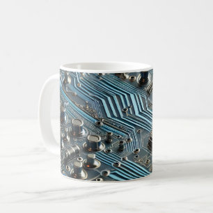 Caneca De Café Placa de Circuito Azul