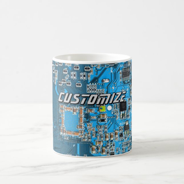 Caneca De Café Placa de Circuito PCB Azul Personalizada para Prof (Centro)