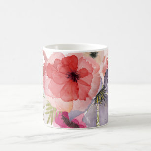 Caneca De Café Placa de Dia de as mães do bonito Watercolor Flora