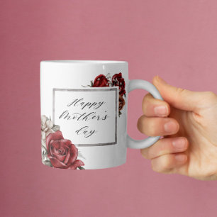 Caneca De Café placa de dia de as mães feliz rustic rosa