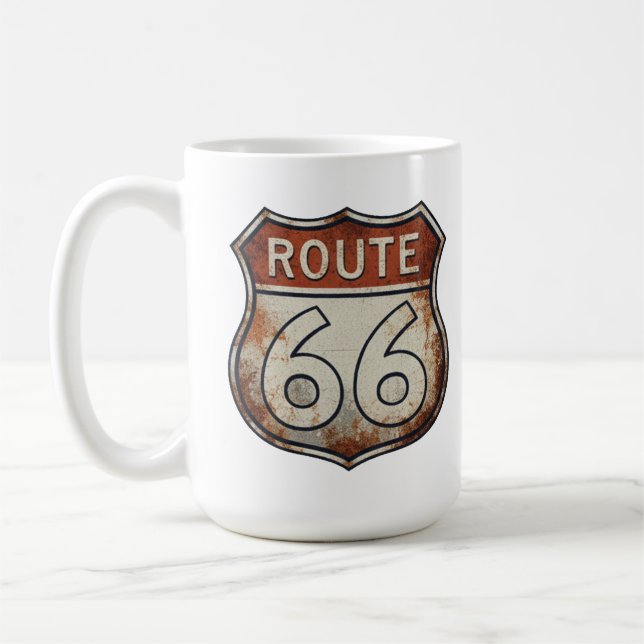 Caneca De Café Placa de Estrada Enferrujada da Rota 66 (Esquerda)