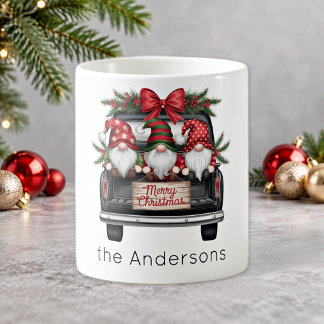 Caneca De Café Placa de Feliz Natal Caminhonete Preta Gnomo Adorá