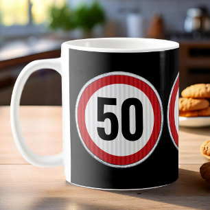 Caneca De Café Placa de Limite de Velocidade de 50º Aniversário -