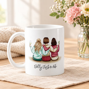 Caneca De Café Placa de Nomes Personalizados do Dia das Irmãs – P