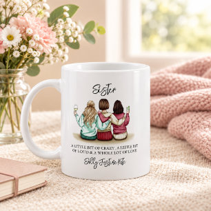 Caneca De Café Placa de Nomes Personalizados para o Dia das Irmãs