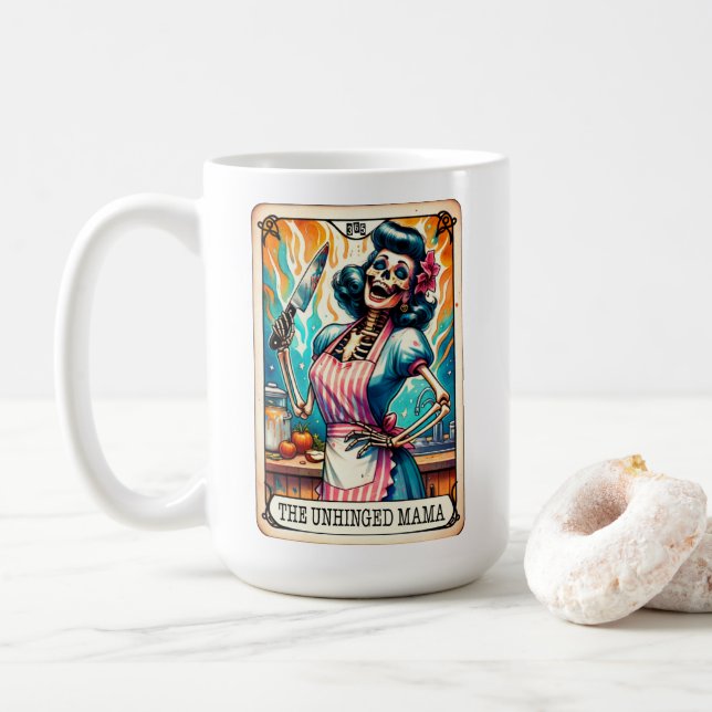 Caneca De Café Placa de Tarot da Mama Unhinged (Com Donut)