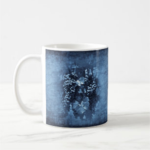 Caneca De Café Placa de Uvas Azuis Vintage