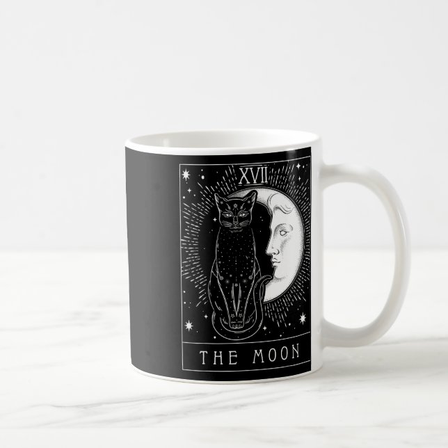 Caneca De Café Placa Tarot Crescent Moon E Cat Graphic (Direita)