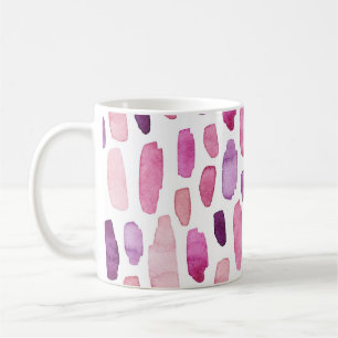 Caneca De Café Placas De Aquarela: Cor De Rosa, Púrpura.