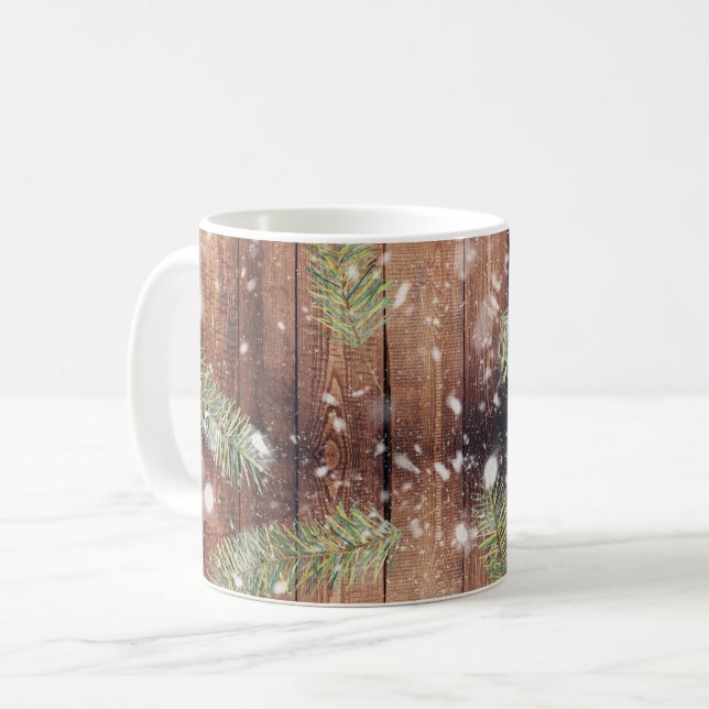 Caneca De Café Placas De Madeira Botânica De Natal (Frente Esquerda)