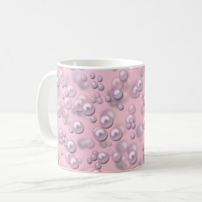 Caneca De Café Placas de pérolas brancas-rosadas em veludo rosa (Frente Esquerda)