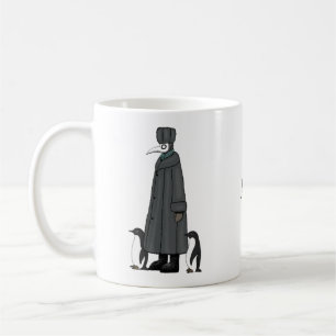 Caneca De Café Plague Doctor com pinguins, nome personalizado eng