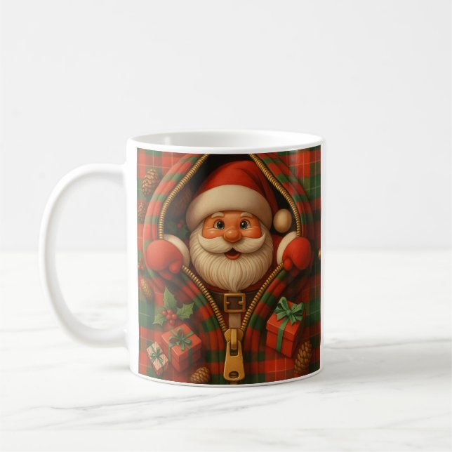 Caneca De Café Plaid Santa Claus Christmas Design  (Esquerda)