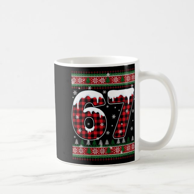 Caneca De Café Plaid Snowflake Seis Sete Natal 67 Meme  (Direita)