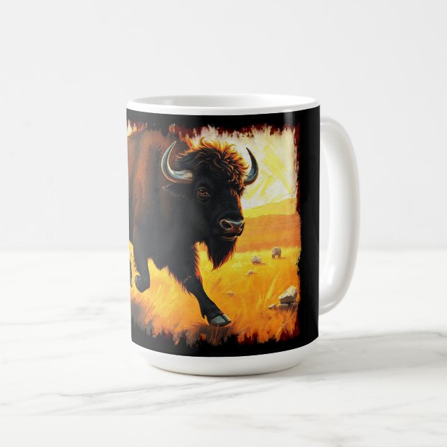 Caneca De Café Plains Buffalo - Trabalho de arte de Buffalo Ameri (Frente Esquerda)