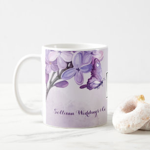 Caneca De Café Planejador de Casamento Aquarela Roxa Elegante Cód