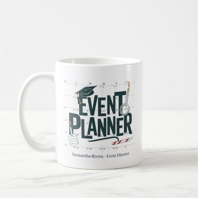 Caneca De Café Planejador de Eventos Personalizado (Esquerda)