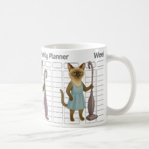 Caneca De Café Planejador semanal de dona de casa gata