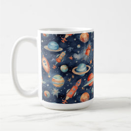 Caneca De Café Planeta Espacial do Bebê Cachorro Azul