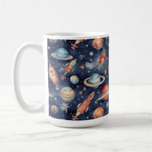Caneca De Café Planeta Espacial do Bebê Cachorro Azul