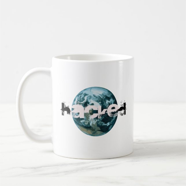 Caneca De Café Planeta Hackeado Terra (Esquerda)
