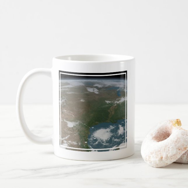 Caneca De Café Planeta Panorâmico Terra E Os Eua. 2 (Com Donut)