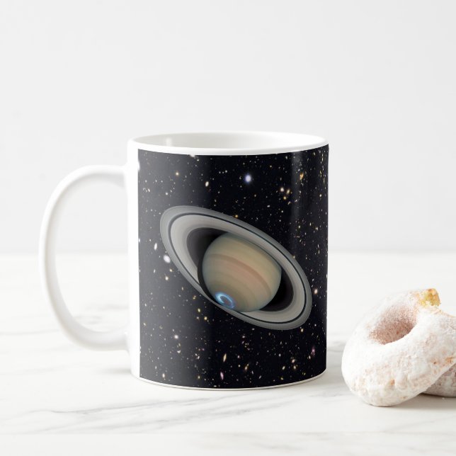 Caneca De Café Planeta Saturno Starry Sky (Com Donut)