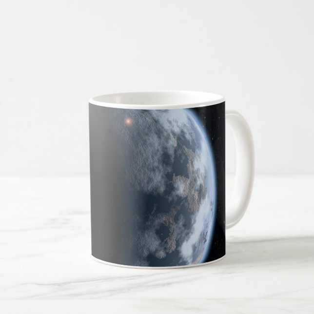 Caneca De Café Planeta Semelhante À Terra Com Oceanos Revendo Sua (Frente Esquerda)