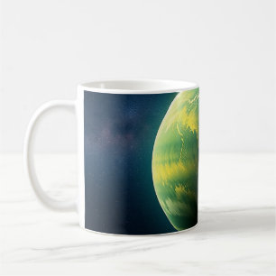 Caneca De Café Planeta Verde e Amarelo