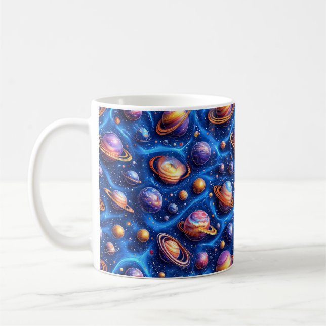 Caneca De Café Planetas da lua galáxia (Esquerda)