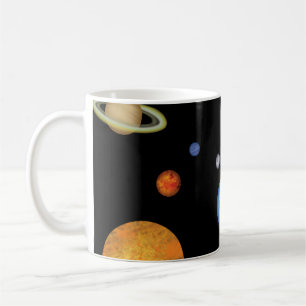 Caneca De Café Planetas do Sistema Solar no Espaço Escuro Profund