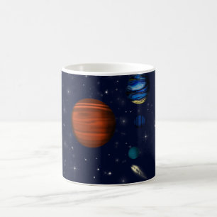Caneca De Café Planetas e galáxias no cosmos espacial