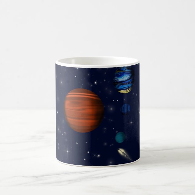 Caneca De Café Planetas e galáxias no cosmos espacial (Centro)