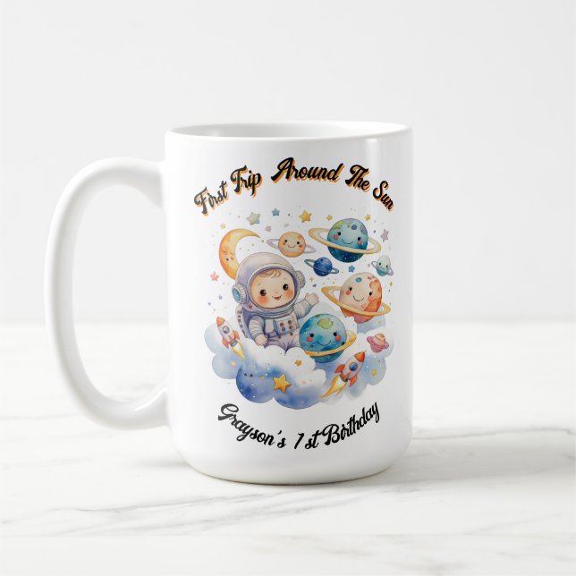 Caneca De Café Planetas Exteriores Azul Primeiro Aniversário (Esquerda)