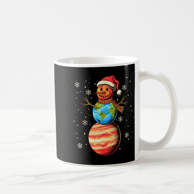 Caneca De Café Planets Snowman Space Funny Christmas Astronomy Fo (Direita)