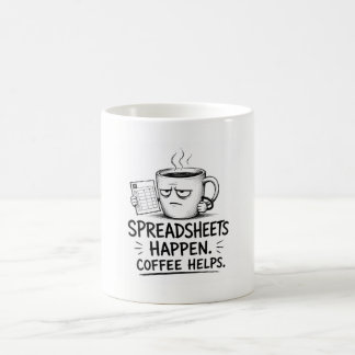 Caneca De Café Planilhas Acontecem Café Ajuda Humor Divertido