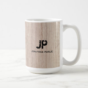 Caneca De Café Plank de Conselho de Madeira com aspecto monograma