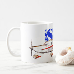 Caneca De Café Plano Cirrus SR22 Estilizado com Tipografia Negrit