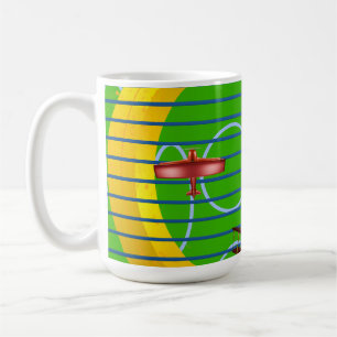 Caneca De Café Plano cor-de-rosa na Dourada Verde