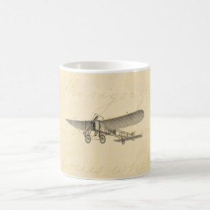 Caneca De Café Plano velho retro do suporte do avião da hélice 