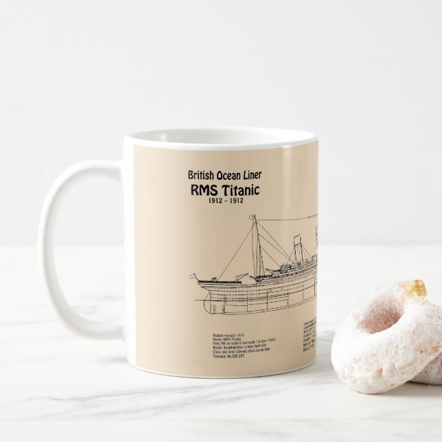 Caneca De Café Planos de Plano de Entrega Titanal do RMS SD SD (Com Donut)