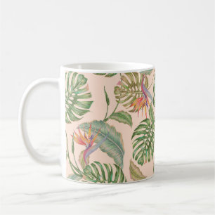 Caneca De Café Planos tropicais de vintagem sem soldadura floral