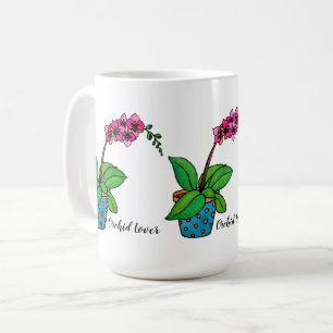 Caneca De Café Planta da orquídea da aguarela no pote bonito