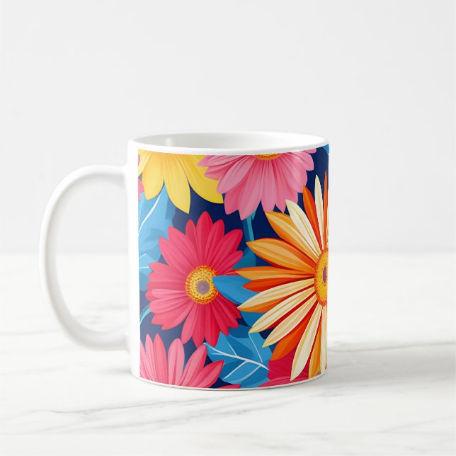 Caneca De Café Planta de Flores de Gerbera Daisies Vibrantes (Esquerda)