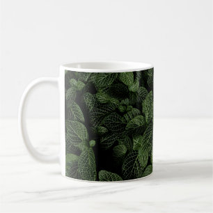 CANECA DE CAFÉ PLANTA DE FOLHAS VERDE E BRANCA